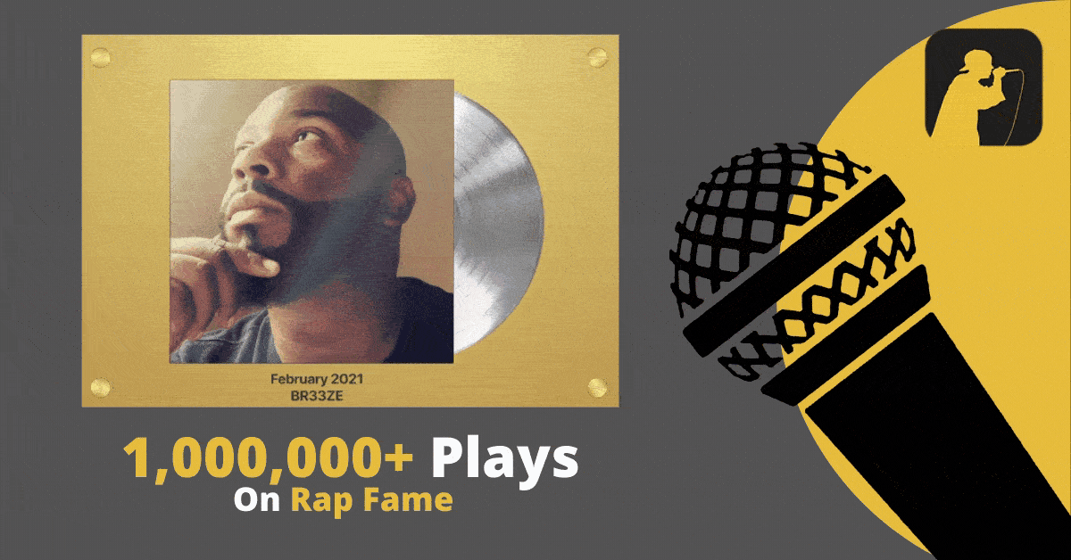 GIF of confetti falling to celebrate Rap Fame user Breeze reaching 1,000,000 listens on the app.