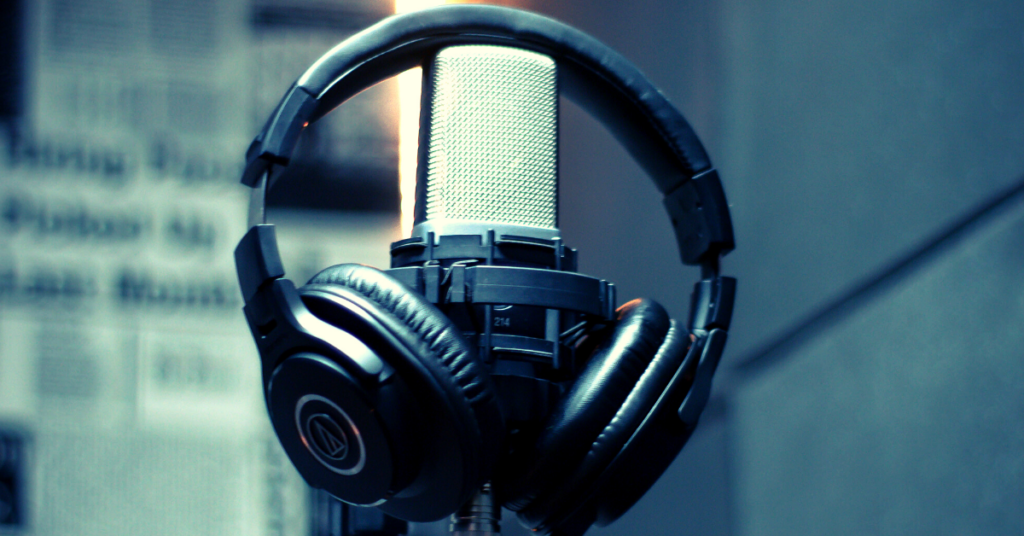 Home recording setup with microphone