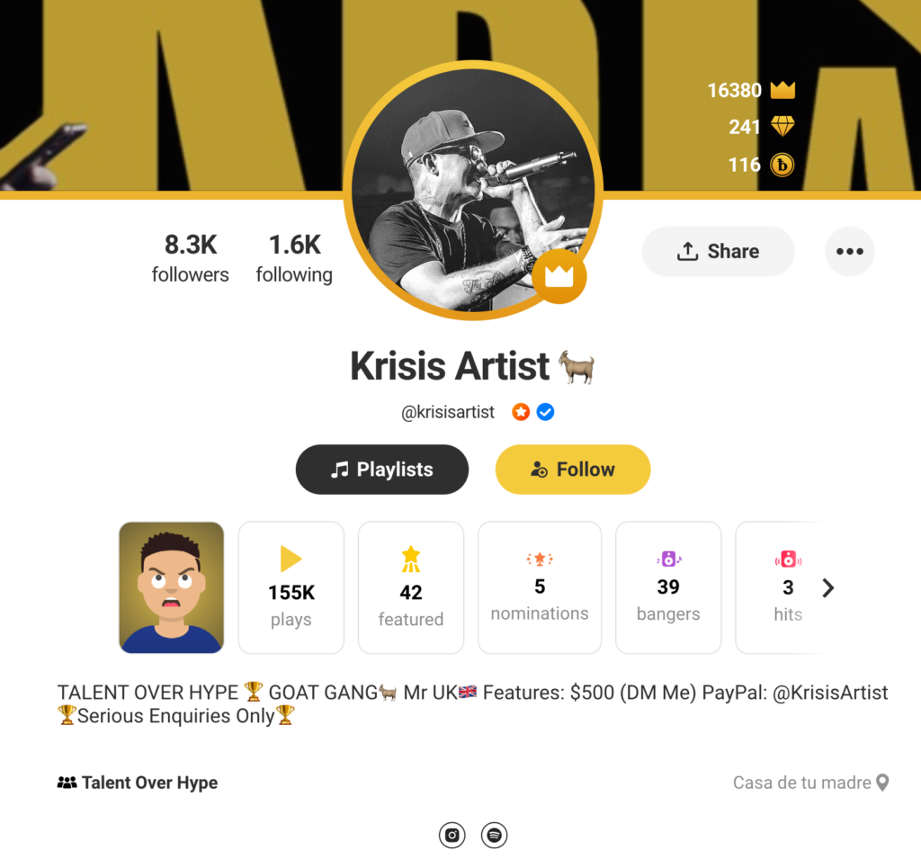 Krisis Artist Rap Fame hall of fame