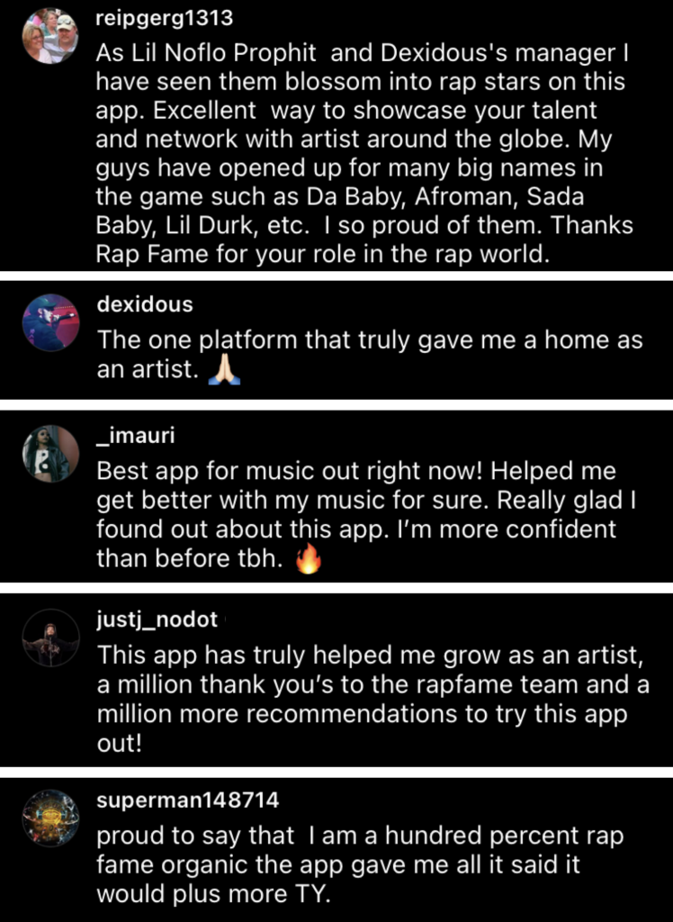 Community members comment testimonials