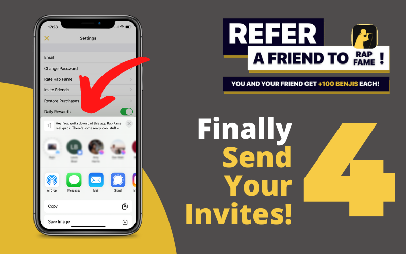 Share invitation options popup