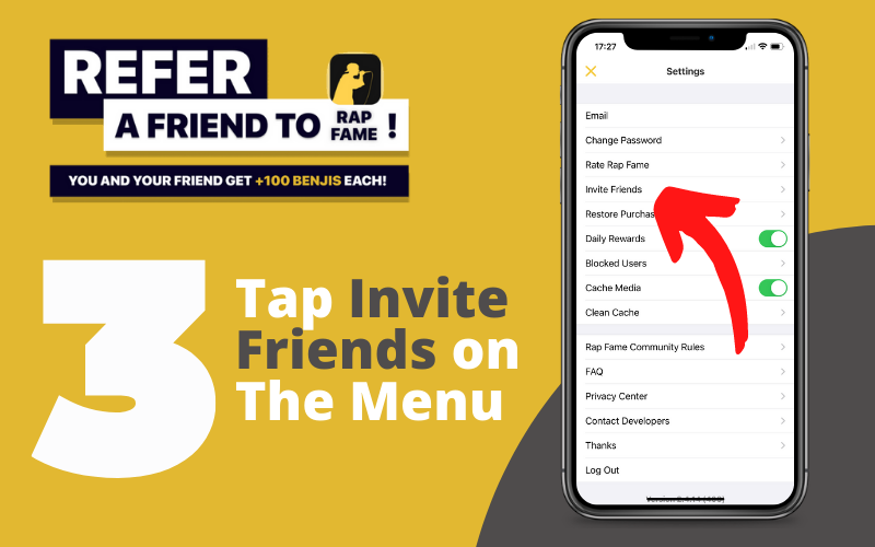 Invite Friends button in settings
